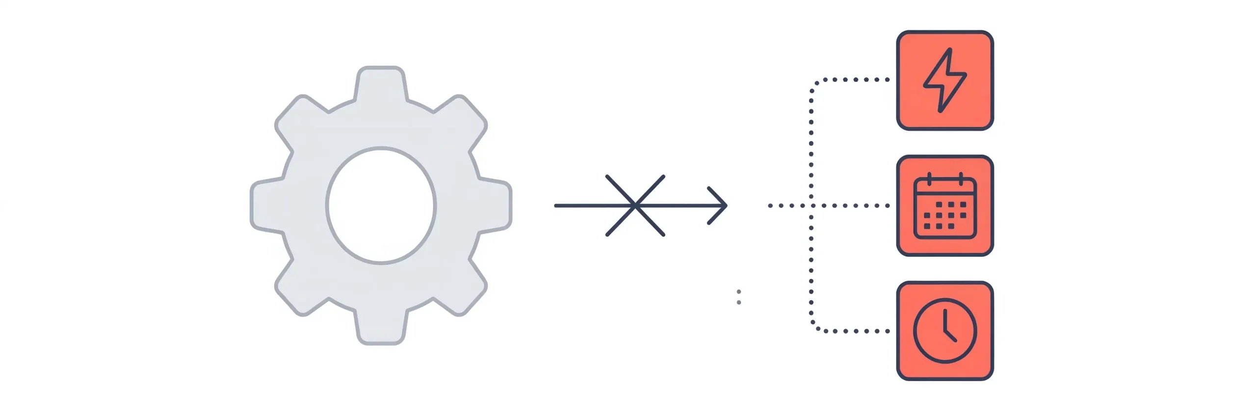 Flat illustration comparing a single gray tool icon against three coral alternatives for Pinterest scheduling