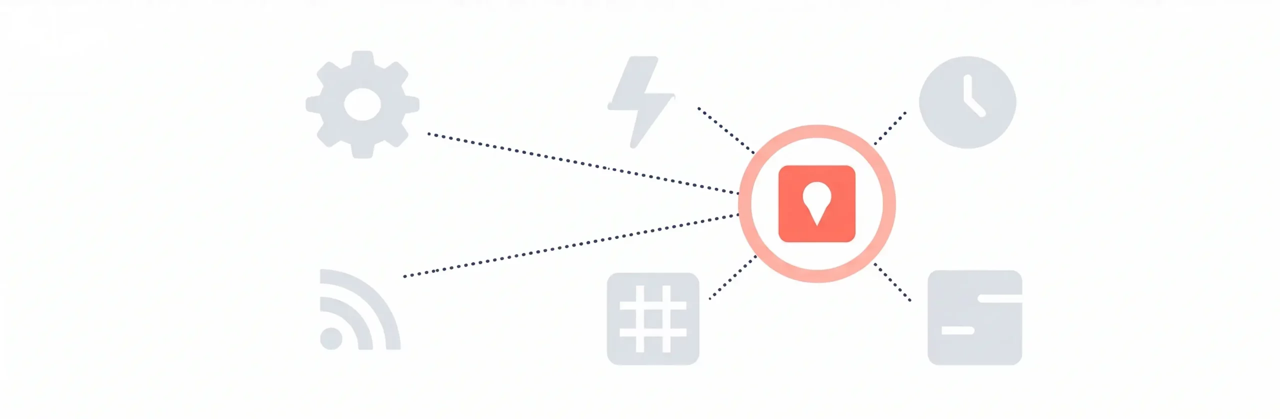 Flat icon grid comparing WordPress Pinterest automation tools, with one highlighted option standing out