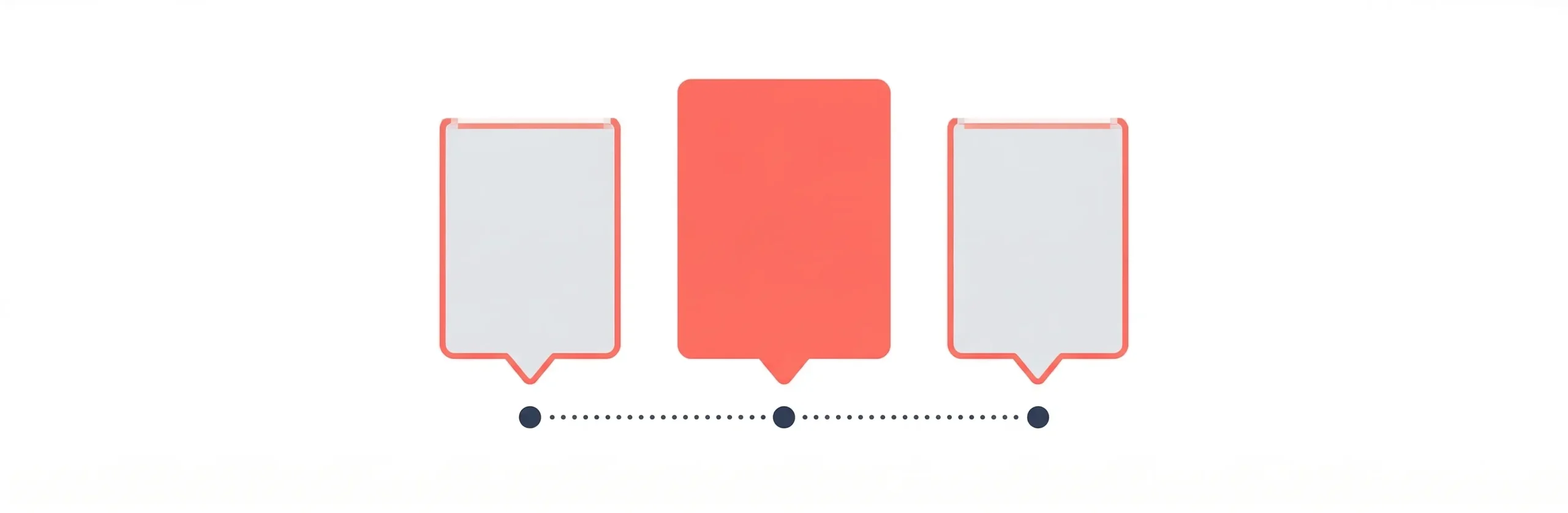 Flat illustration of three Pinterest pin cards on a dotted timeline showing consistent pinning rhythm
